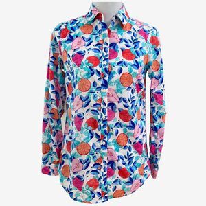 J Mclaughlin Fruit Print XS Cotton Button Up Shirt
